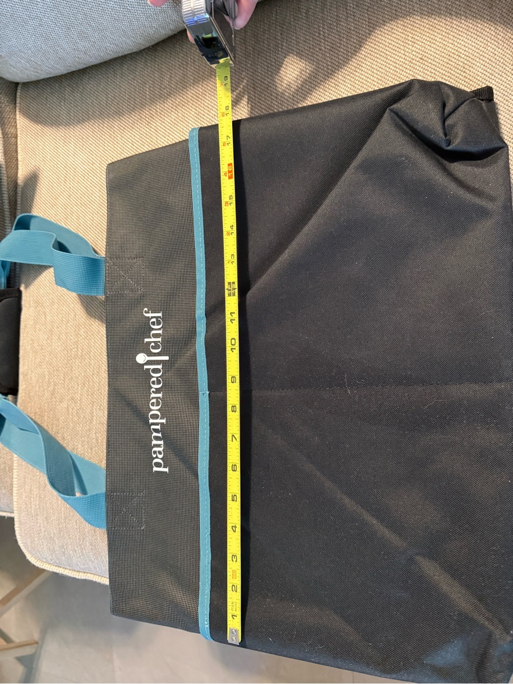 Pampered Chef Black Tote with Teal Trim and Handles